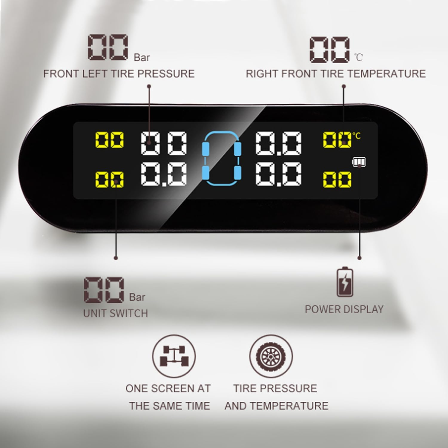 Yotsuba Tyre Pressure Monitoring System, 4 Newly Upgraded External Sensors + Solar Wireless Car TPMS, LCD Display Auto Alarm Real-Time Detection, Enhanced Accuracy, Extended Battery Life image number 4