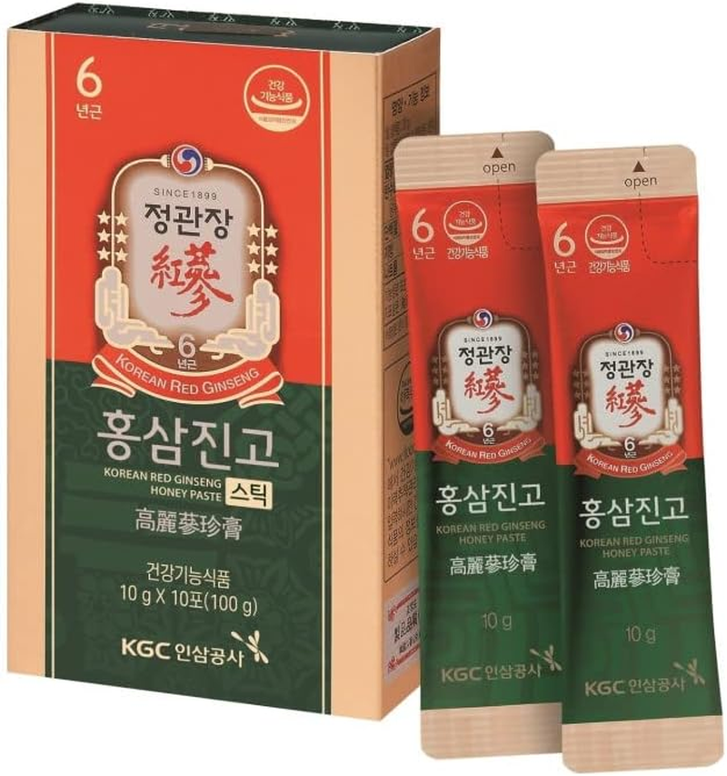 Korean Red Ginseng Honey Paste Stick - Herbal Extract for Immune & Energy Boost, Suitable for Athletes - Natural, Vegan-Friendly Korean Ginseng Extract Stick - 10G X 30 Pouches image number 1