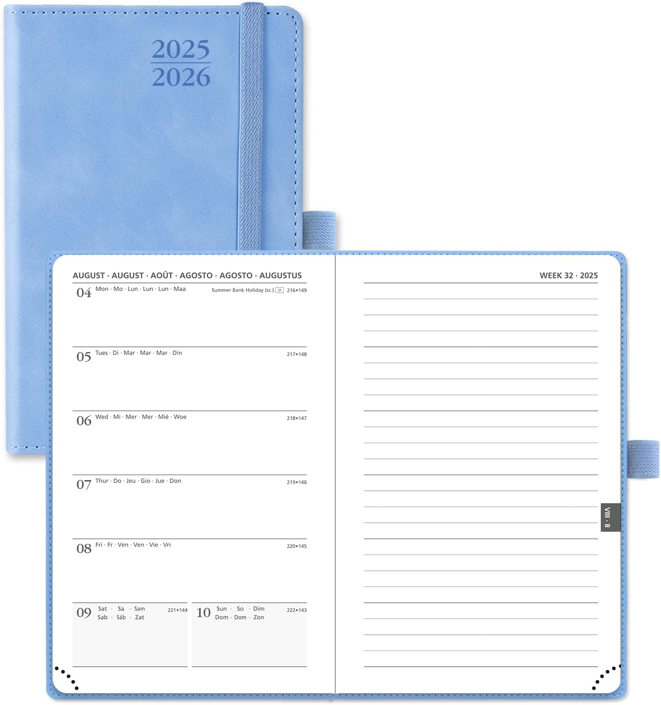 POPRUN Academic Diary Week to View 2025-2026 Large PU Leather Soft Cover 26.5 X 21.5 Cm - 25/26 Weekly Planner & Notebook in One, Inner Pocket, Monthly Tab (Lilac) image number 1