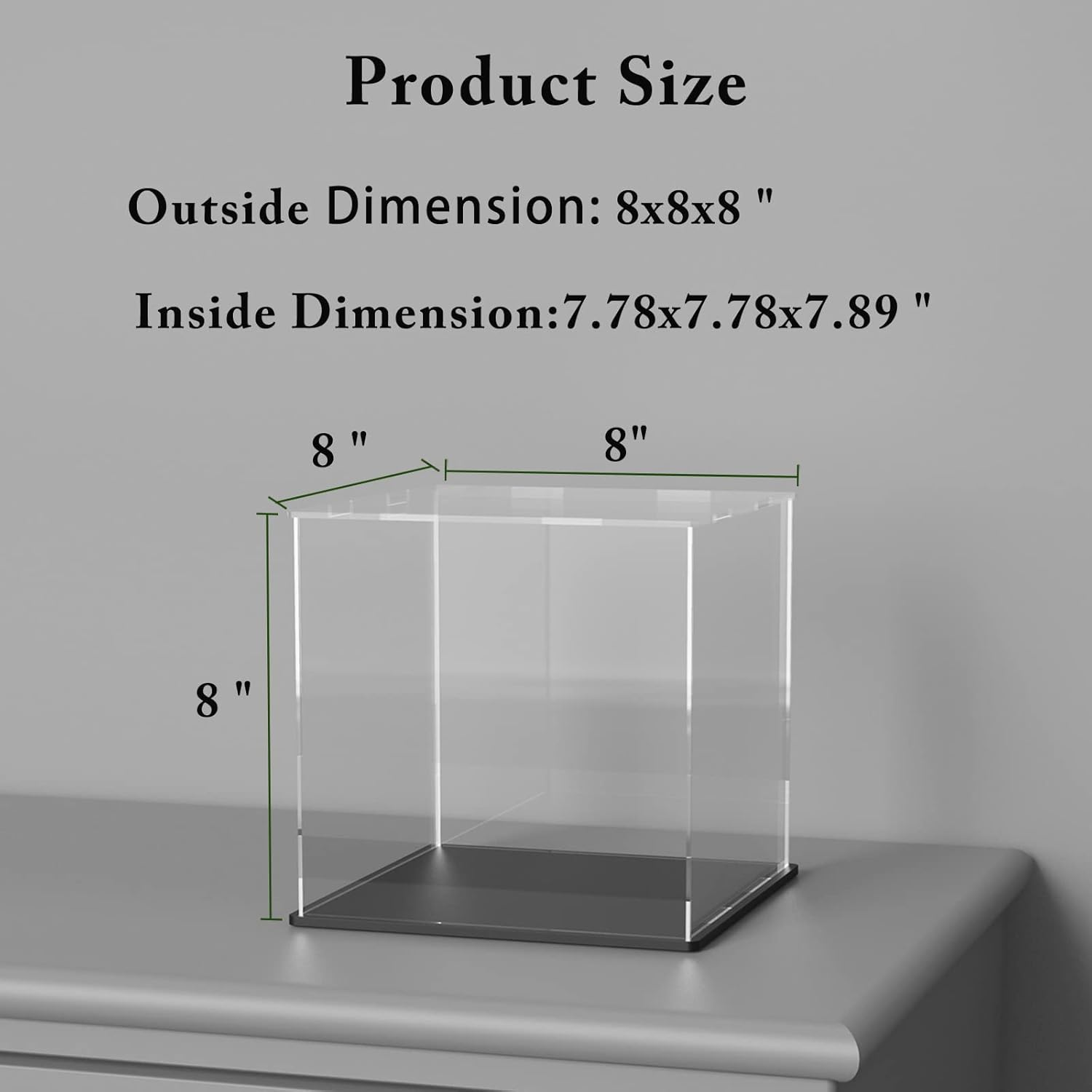 HEMYLU Acrylic Box with Matt Black Base, Simple Self-Assembly Clear Acrylic Display Case, 8 Inch Cube Dustproof Showcase with Lid for Collectibles, Toys and Jewelry (8X8X8 Inch) image number 2