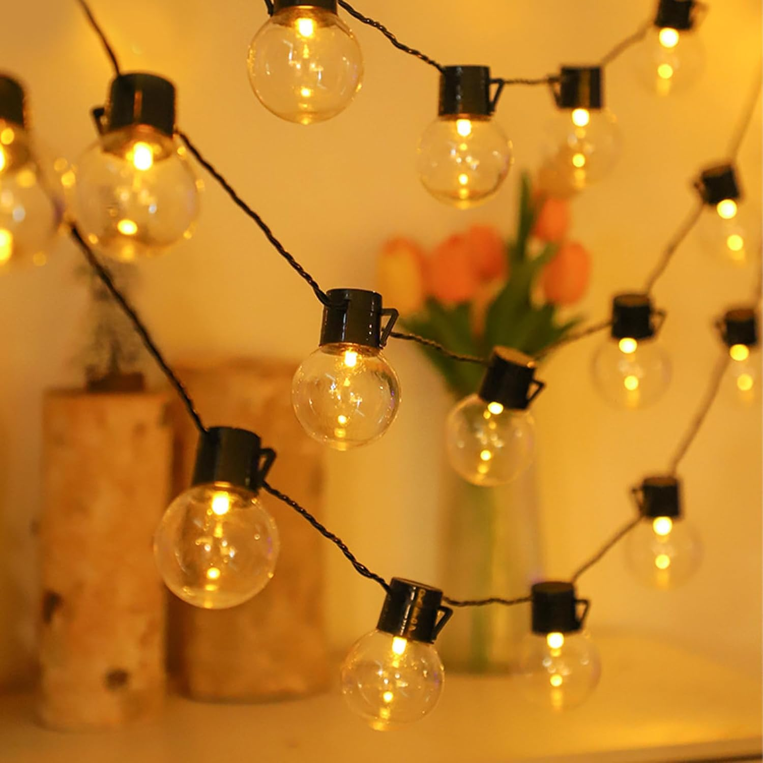 ENLACE LED Fairy Lights Bulbs, 2.5 M, 10 LED Transparent Light Bulbs, Fairy Lights, Battery Operated, Warm White Ball Fairy Lights for Bedroom, Camping, Balcony, Christmas Decoration image number 5