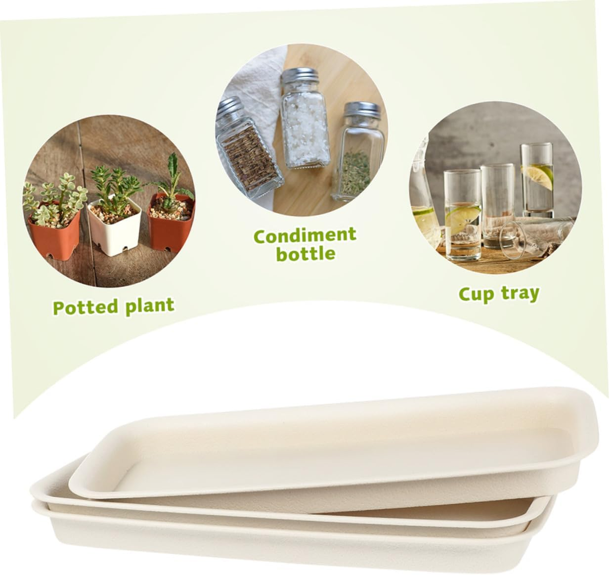 BESPORTBLE Plant Saucer Tray Set for Indoor Plants, 4Pcs Beige Plastic Pot Drip Trays (35.5X14.3Cm) Leak-Proof Water Catchers for Flower Pots and Planters image number 6