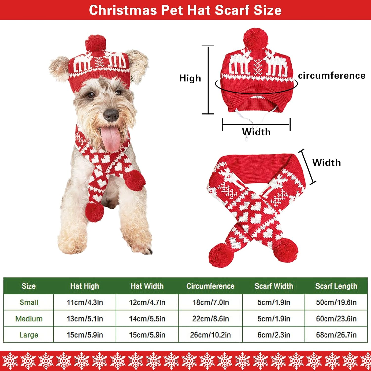 2 Pieces Christmas Pet Hat Scarf Set Winter Warm Puppy Collar Knitting Pet Hat Dog Cat Costume Accessories Adjustable Print Scarf and Hat for Small to Medium Pets (Medium, Deer) image number 6