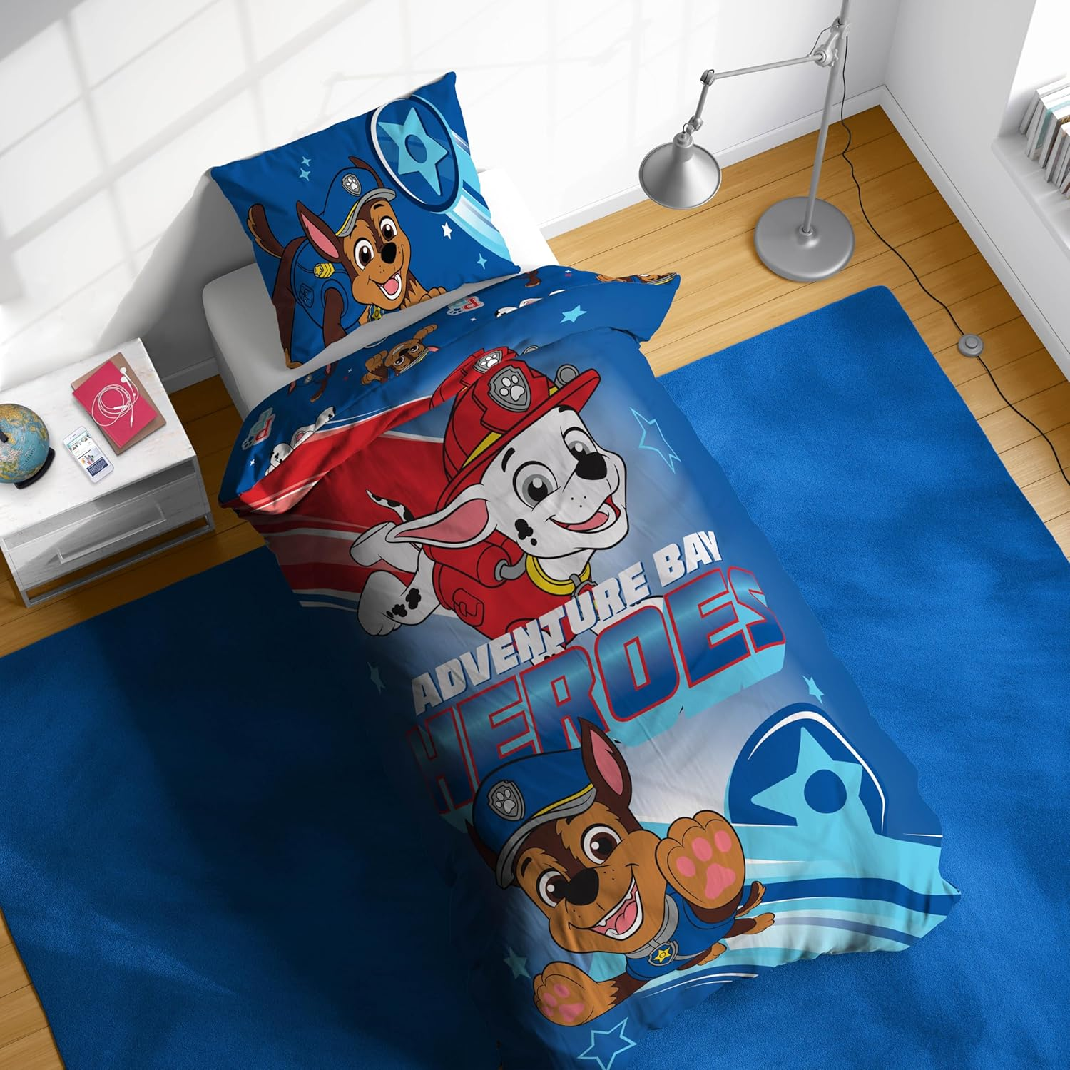 Jay Franco Nickelodeon Paw Patrol 100% Cotton Single Duvet Cover Set - Chase Blue Bedding Includes Pillowcase 80 X 80 Cm image number 4