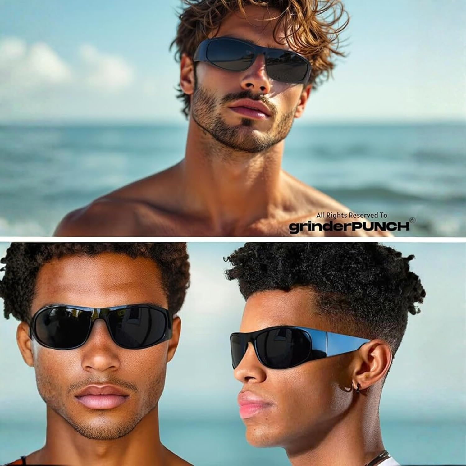 Grinderpunch Men&rsquo;S Polarised Sunglasses &ndash; Super Dark Wrap around Style | UV400 Polarized Sunglasses for Men & Women | Night Driving Glasses, Sports & Outdoor Sun Glasses - Glossy / Black Superdark Polarized image number 2