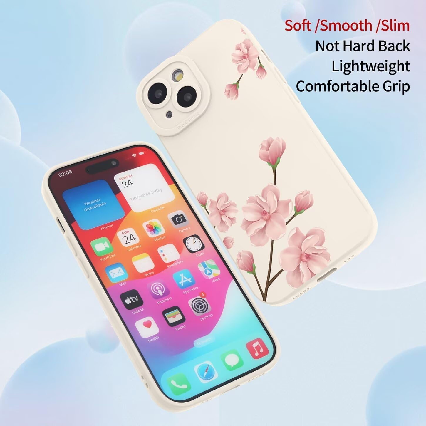 ILING Liquid Silicone Case for Xiaomi 15 5G, Ultra Thin Elegant Flowers and Cute Cartoon Pattern Women'S Mobile Phone Case, Soft TPU Bumper Shockproof Protective Case (White Q07)