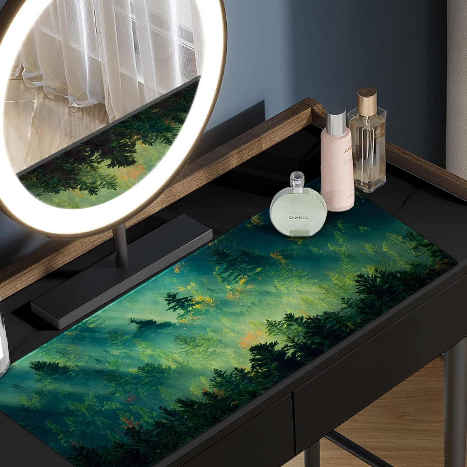 Galdas Mouse Pad,Office Desk Mat Large Gaming Keyboard Pad Durable Stitched Edges Washable Smooth Surface Control & Accuracy Extended Computer Mouse Mat (31.5X11.8In)-Green Forest&hellip; image number 6