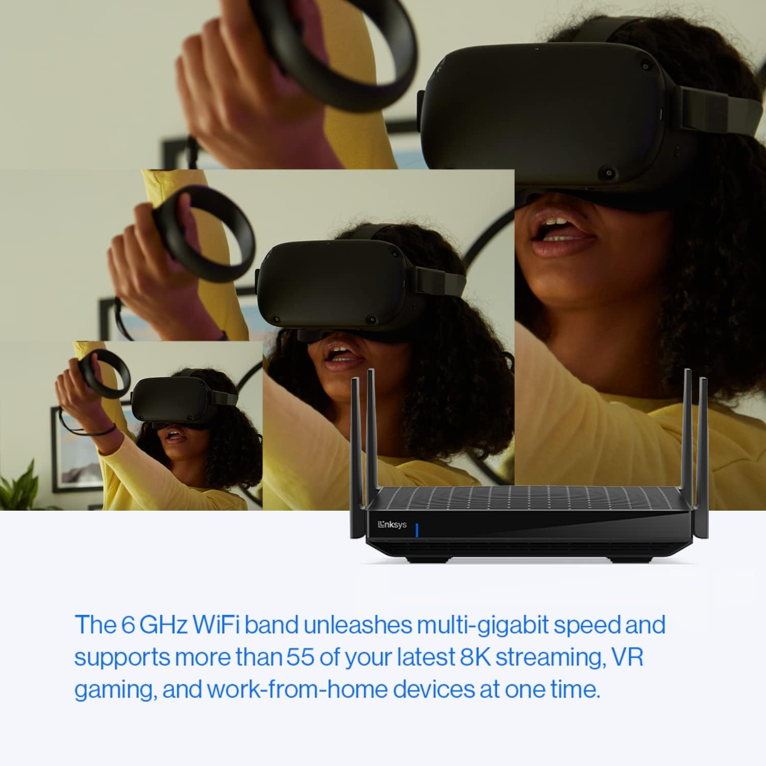 Linksys Hydra Pro 6E Tri‑Band Wifi 6E Mesh Router - Wireless Gaming 8-Stream Router, 6 Ghz Band for 8K Streaming, up to 6.6 Gbps Speed, 2700 Sq. Ft Coverage, 55+ Devices, Works with Velop Mesh System image number 6