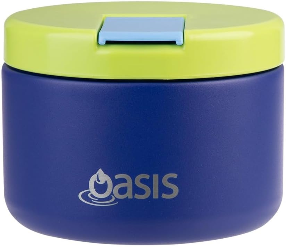 Oasis Stainless Steel Double Wall Insulated Food Flask with Quick Release Lid 300 Ml - Peacock Blue