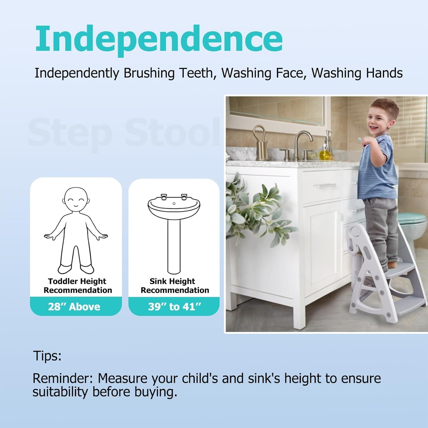 Potty Training Seat & Toddler Step Stool, Ultimate Stability Toddler Toilet Seat, Adjustable Step & Seat Height Potty Seats for Toddlers Boys Girls (Grey) image number 5