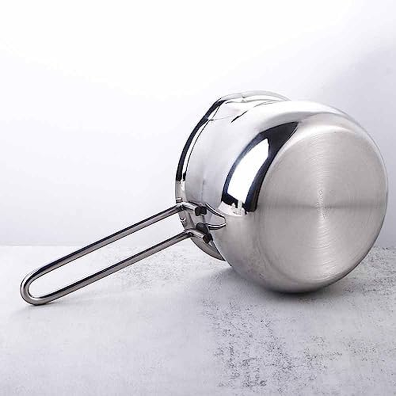 Leadigol 1PCS Stainless Steel Milk Pan,Non-Stick Milk Pot Small Saucepan Cheese Pot with Pour Spout for Kitchen image number 4