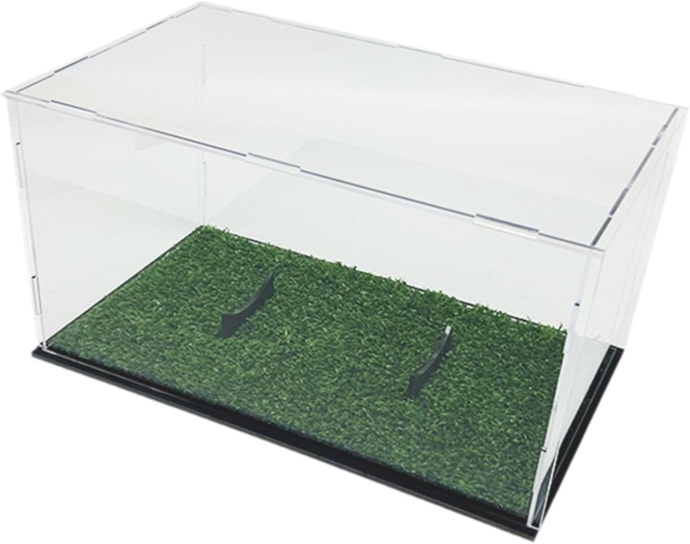 Folpus Football Display Case, Memorabilia Holder, Rugby Holder, Acrylic Display Case Football Storage Box for Toy Diecast Car Figure, with Grass