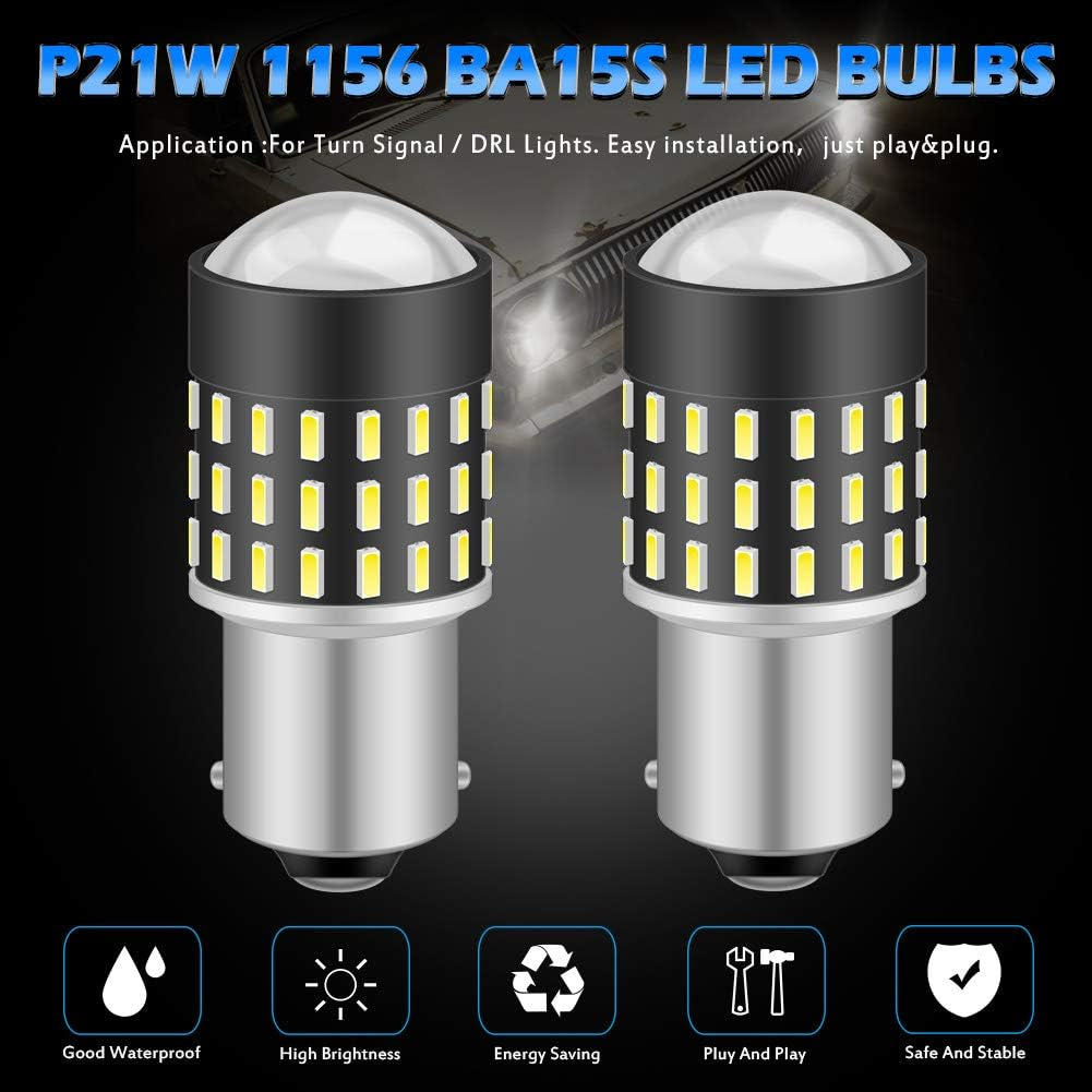 KATUR 1156 BA15S 7506 1073 1095 Led Light Bulb High Power 3014 54 Chipsets Super Bright 650 Lumens Replace for Turn Signal Back up Reverse Brake Tail Stop Parking RV Lights,Xenon White(Pack of 2) image number 2