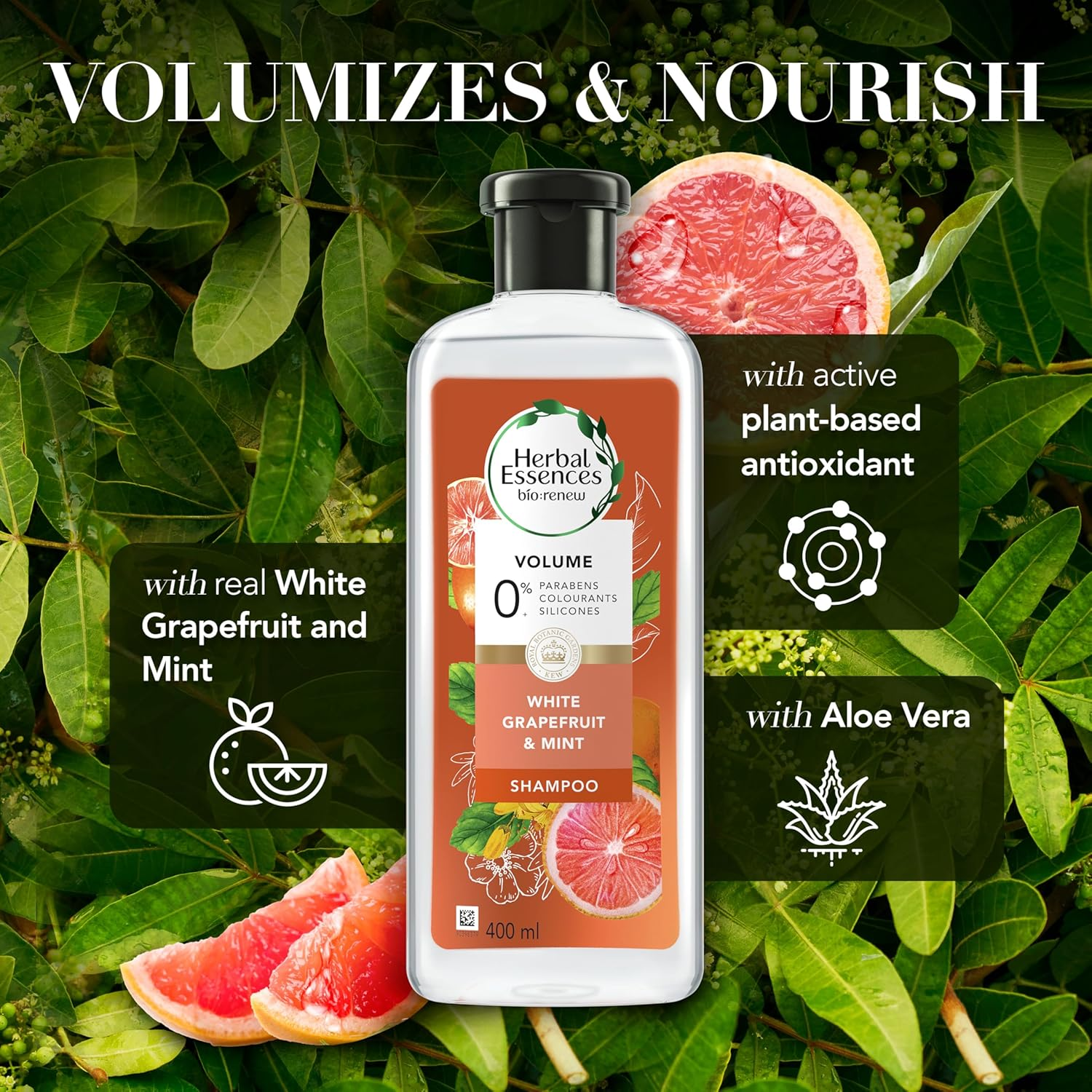 Herbal Essences Bio, Renew Whitegrapefruit and Mint Volumising Shampoo for Fine Hair 400Ml image number 5