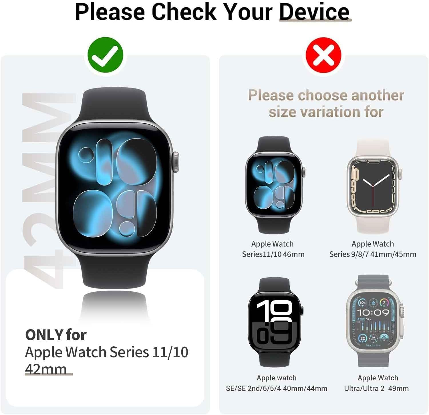 T Tersely [8 Pack] Screen Protector for Apple Watch Series 11/10 42Mm,Self-Healing Flexible Full Coverage TPU Film, Anti-Scratch HD Clear