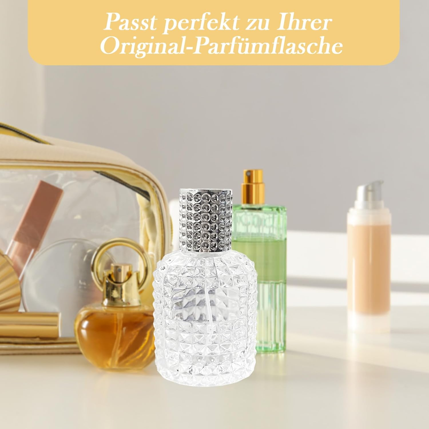 XUSSMM Pack of 2 Perfume Atomisers, Refillable, Pineapple Perfume Bottle, Empty, Portable Spray Bottle for Men and Women with Perfume Atomiser, Funnels and Caps for Perfume, Travel, Cosmetics (50 Ml, image number 2