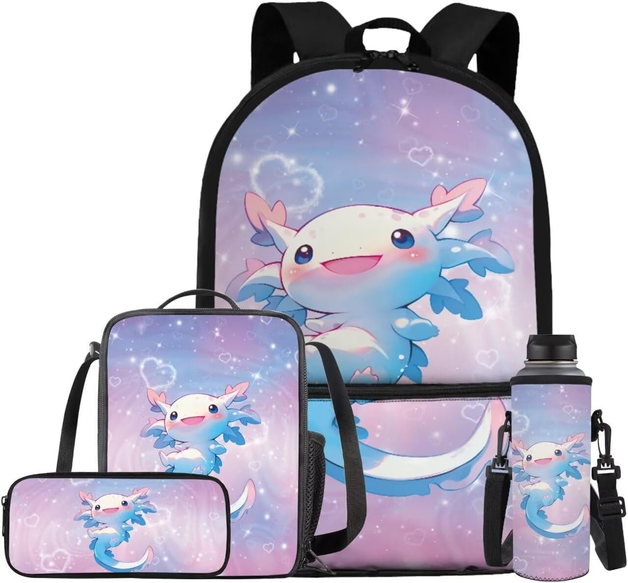 XXQGOMG Elementary School Backpack for Toddler Girls Boys School Bag and Lunch Bag Set 4 in 1