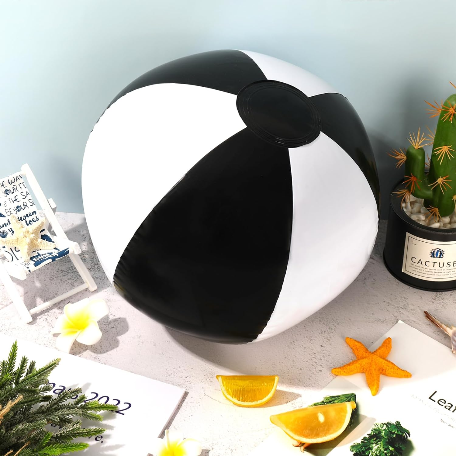 Whaline 16Pcs 16'' Inflatable Beach Ball round Pool PVC Balls Game Toys for Summer Hawaiian Tropical Theme Beach Party Decor image number 4