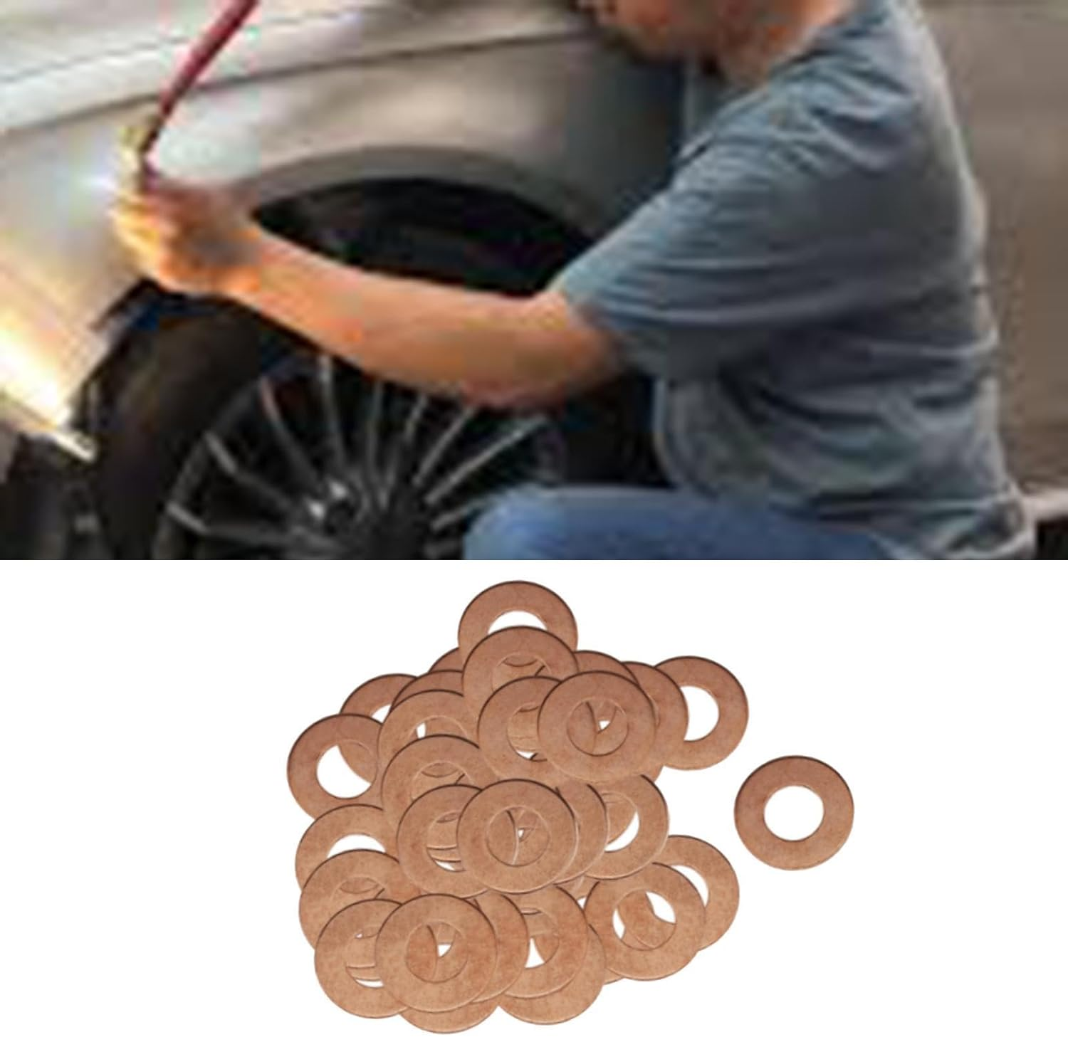 Vsenkes 100X Dent Puller Rings Car Body Panel Pulling Washers Iron round Washers for Vehicle Auto Automotive Consumables Truck image number 6