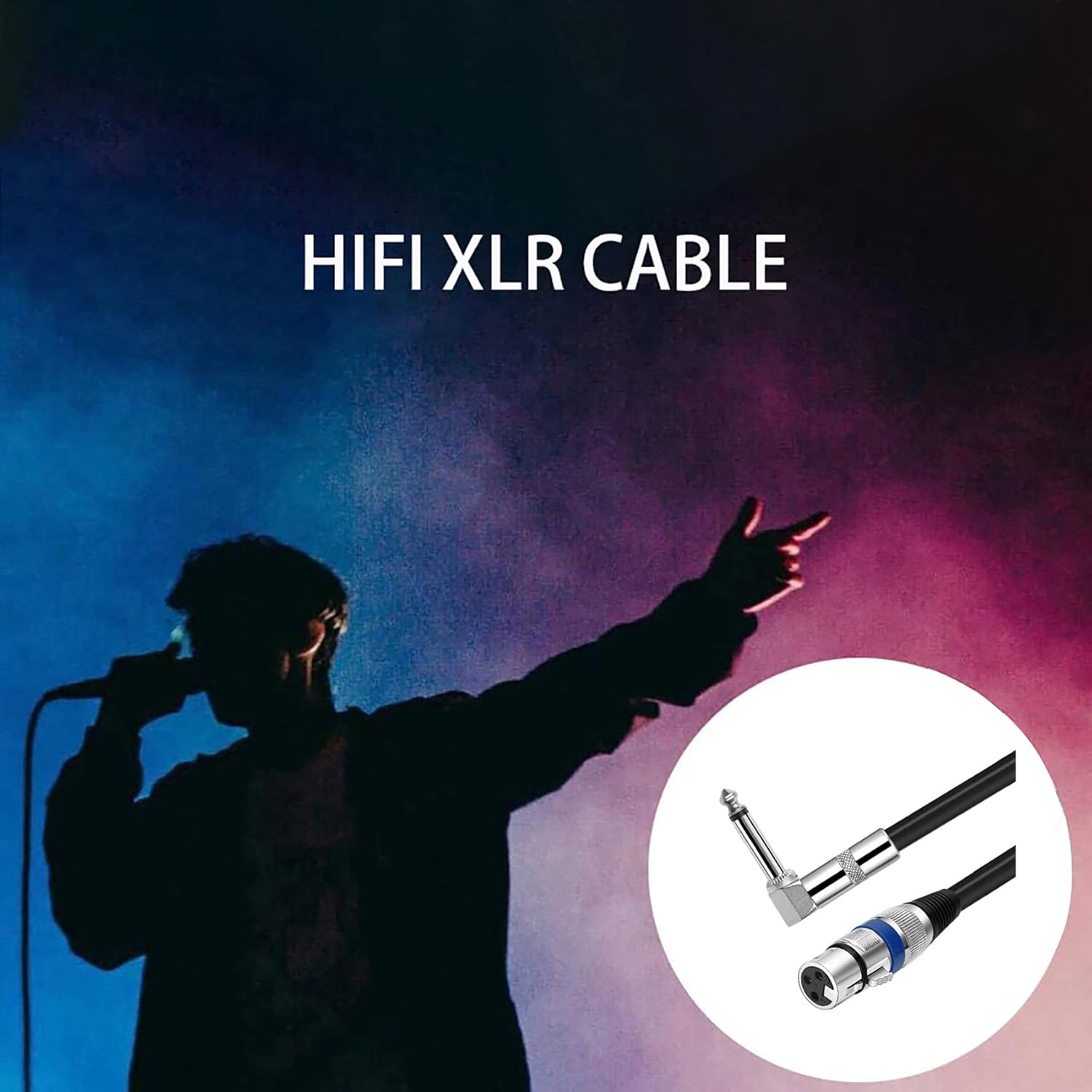 Tunghey Right Angle Female XLR to 1/4 Inch (6.35Mm) TS Mono Jack Microphone Cable, Unbalanced 3 Pin XLR Female to Quarter Inch TS Plug Mic Cord for Dynamic Microphone (3M) - 3M image number 5