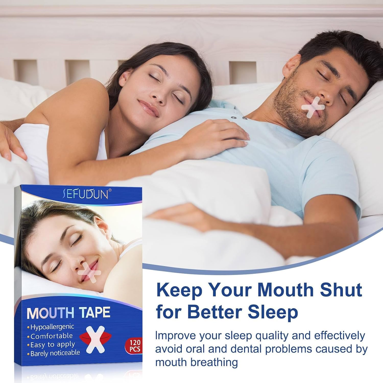 Sleep Strips, 120 Pcs Gentle Transparent White Tape, anti Snoring Devices Sleeping Stop Snoring Mouth Tape, Pain Free Removal, Breathable Comfortable for Better Nose Breathing Sleep Aids Strips