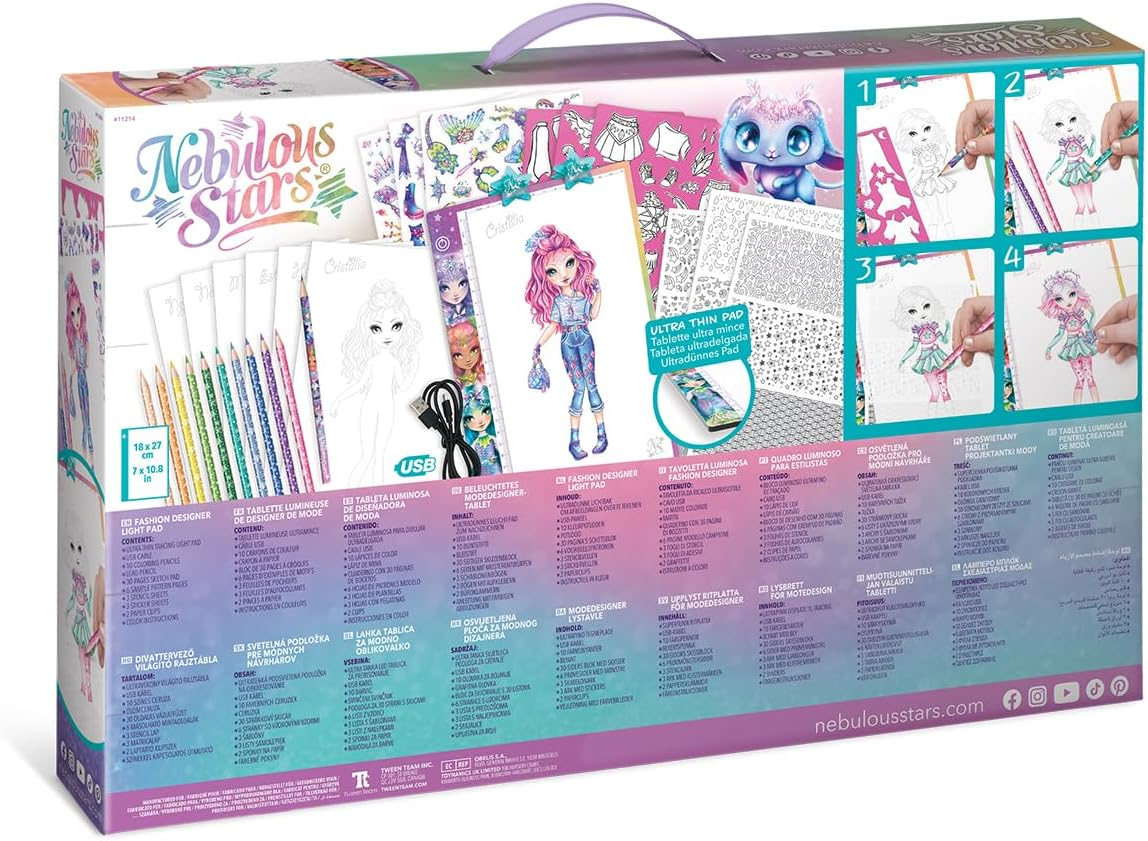 Nebulous Stars Fashion Designer Light Pad- Ultra-Thin Tracing Pad with Stencils, Sketch Pad, Stickers & Colouring Pencils- Creative Fashion Design Kit for Kids image number 2