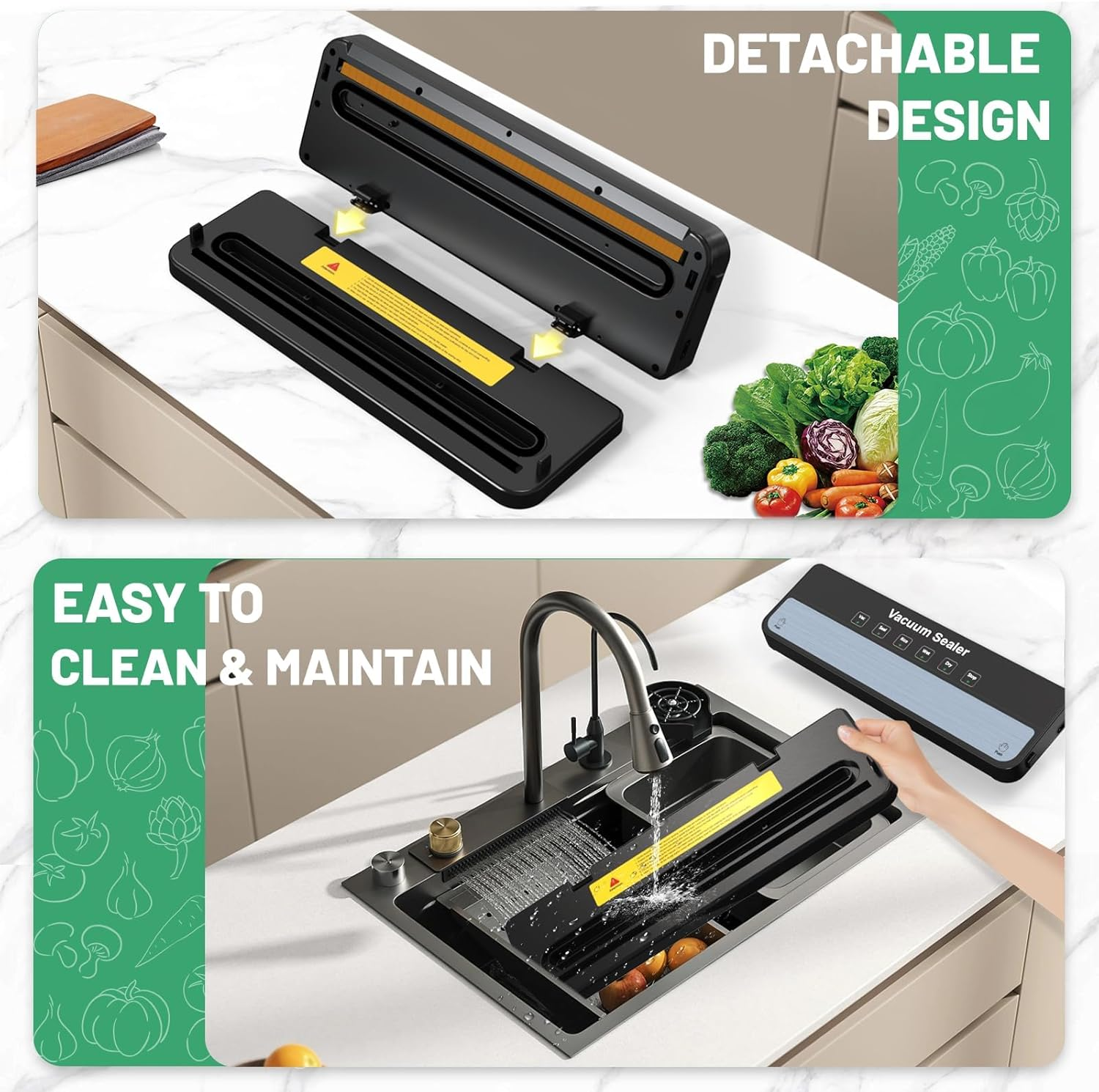 2025 Vacuum Sealer Machine Food Vacuum Sealer with 30Pcs Vacuum Sealer Bags for Food Storage Sealer Machine 6-In-1 for Dry/Moist Modes, Compact Design (AU PLUG) image number 1