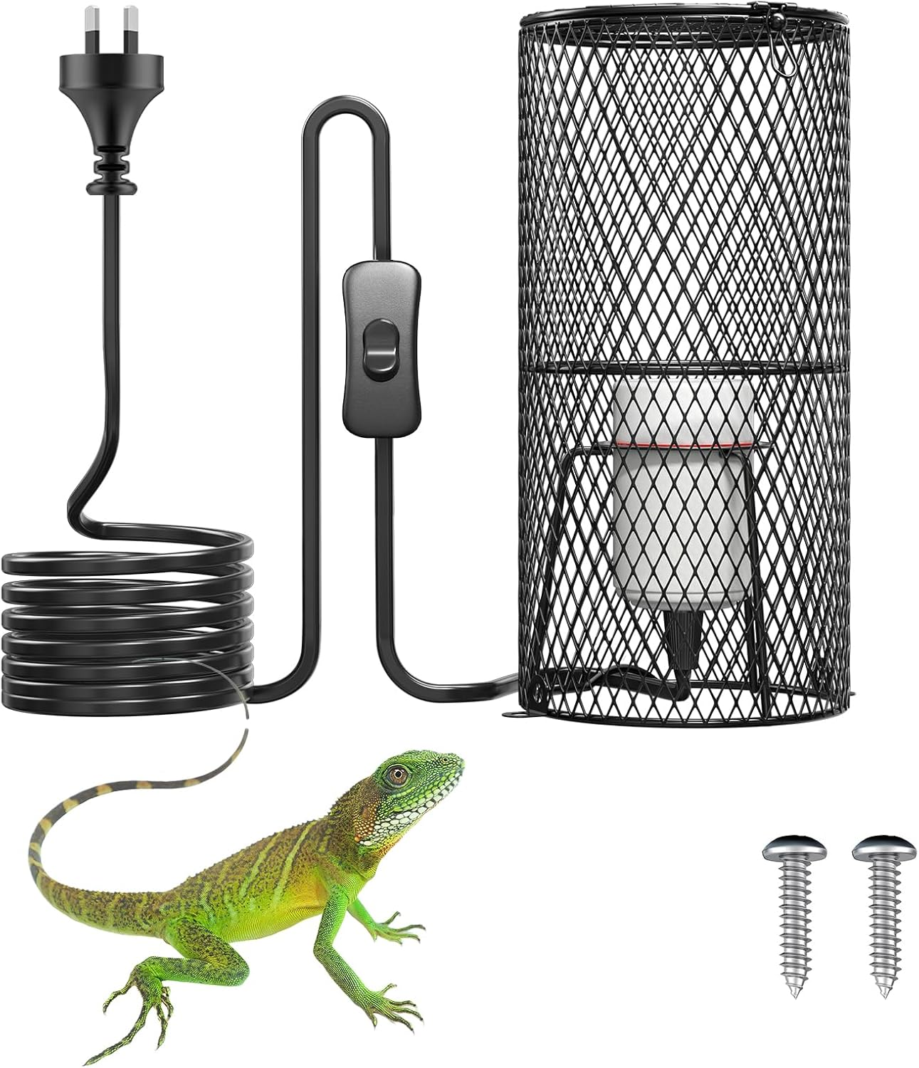 Lamptobe Reptile Heat Lamp Holder, Heat Lamp Cage for Reptile, 200W E27 Ceramic Heat Lamp Holder for Brooder Coop, Lizard, Turtle(Bulb Not Included)