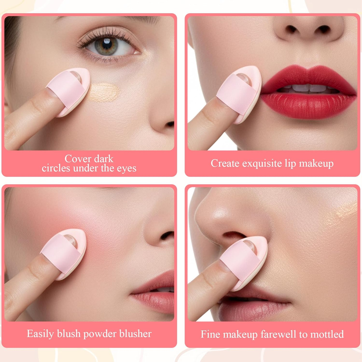 LXUEJIE 75PCS Finger Powder Puff, Mini Makeup Puff, Reusable Drop-Shaped Makeup Sponges Soft Setting Powder Puffs for Face Powder Foundation Concealer image number 4