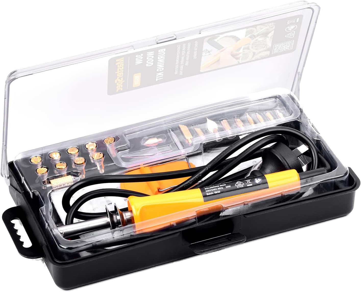 Masterspec 37PC 30W Wood Burning Pen Set Electric Soldering Iron Kit Iron Burner Hobby Kit image number 1