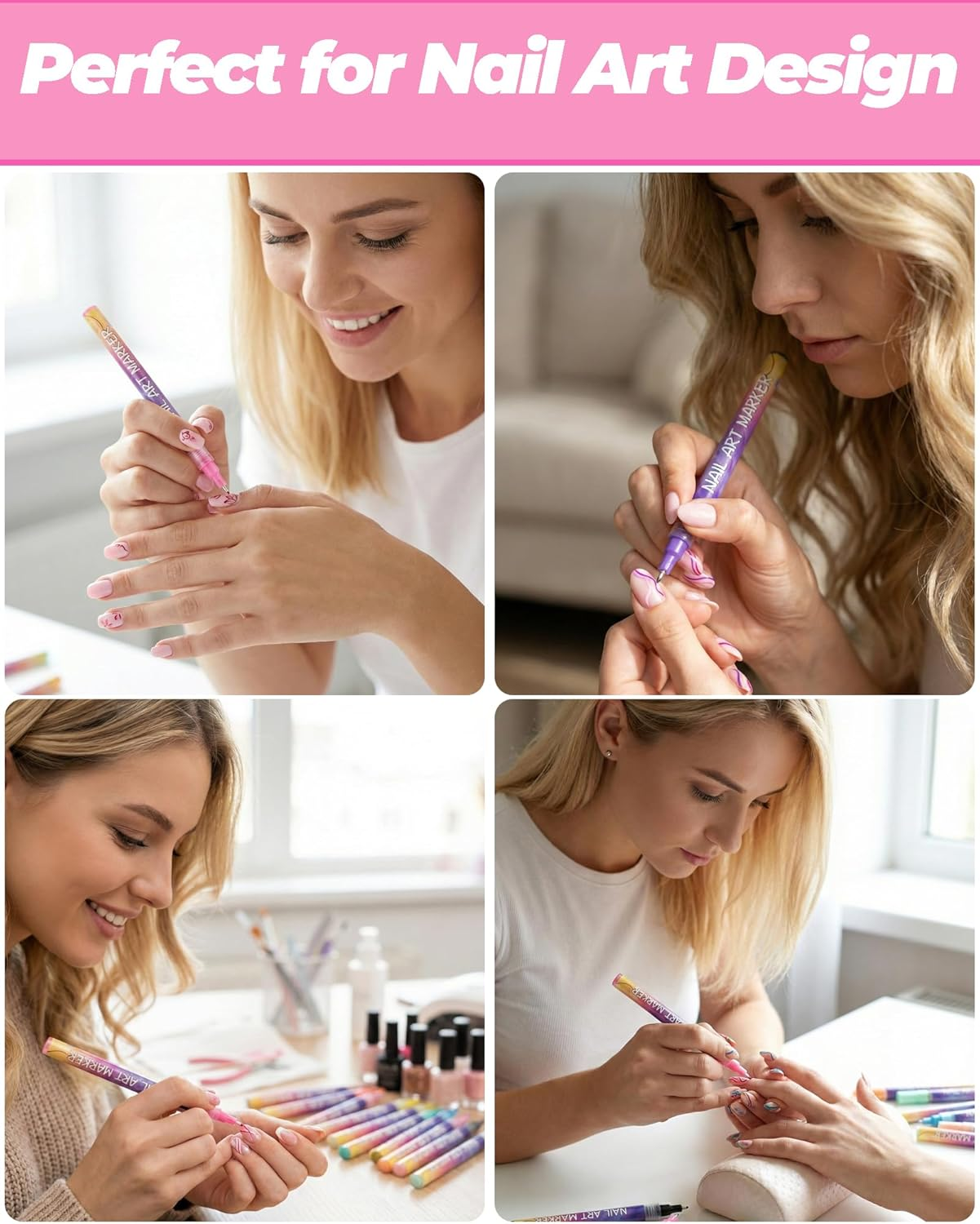 12 Color Acrylic Paint Pen Set, Nail Art Polish Pens Nail Point Graffiti Dotting Pen Drawing Painting Liner Brush for DIY Nail Art Beauty Adorn Manicure Tools