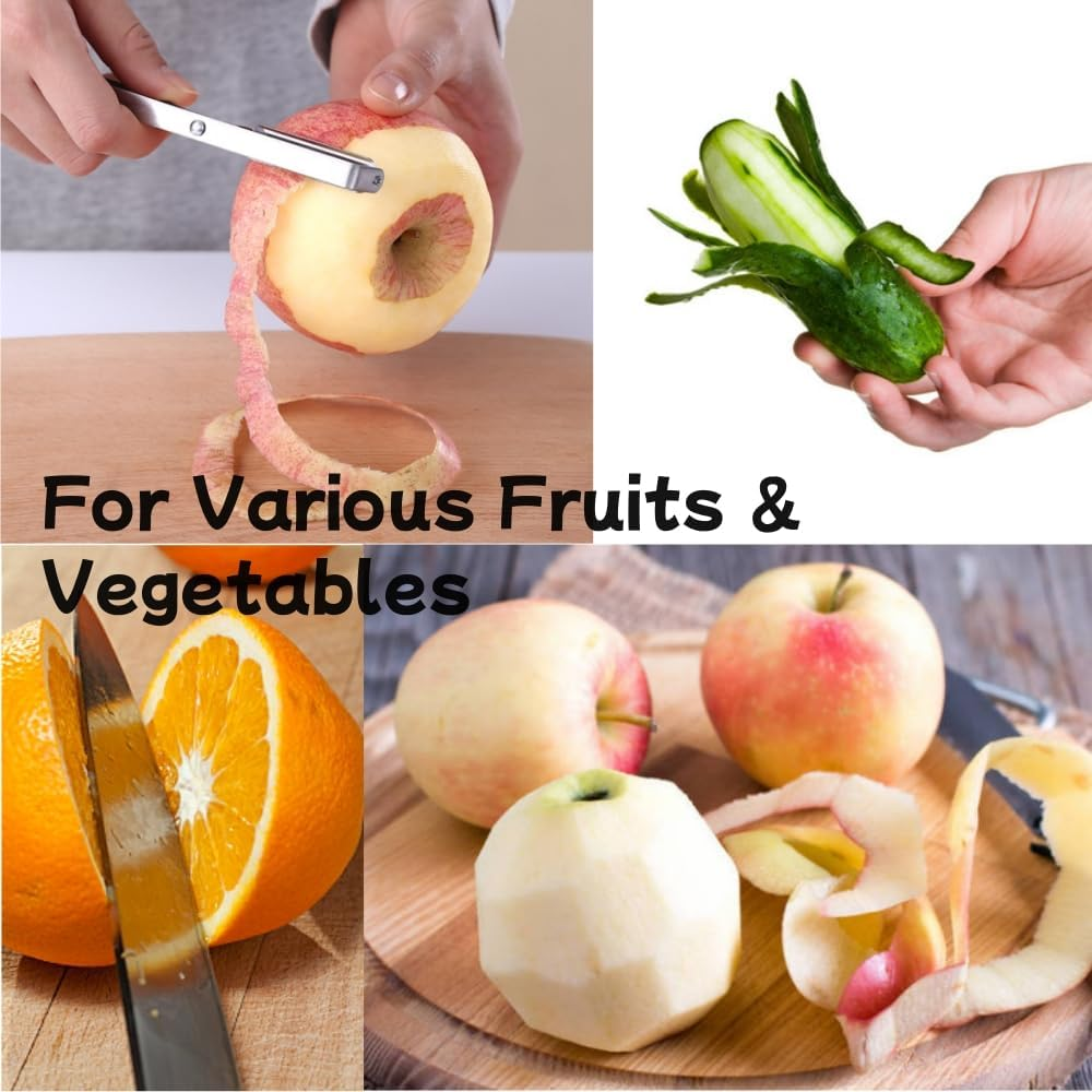 2Pcs Quick Slicing Knife, 2024 New Magic Fruit Vegetable Peeler,Peeling Slicing Knife with Removable Spring,Multifunctional Stainless Steel Fruit Slicer, Peeler Vegetable Peeler Slicer for Kitchen