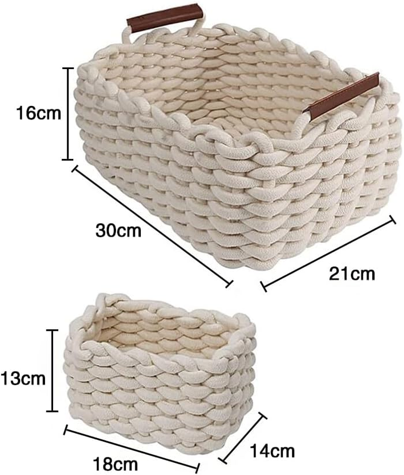3-Pack Cotton Rope Baskets, Woven Basket for Organizing,Decorative Storage Bins, Rope Storage Shelf Basket for Shelves, Home Decor, Room, Storage, Closet, Toys image number 2