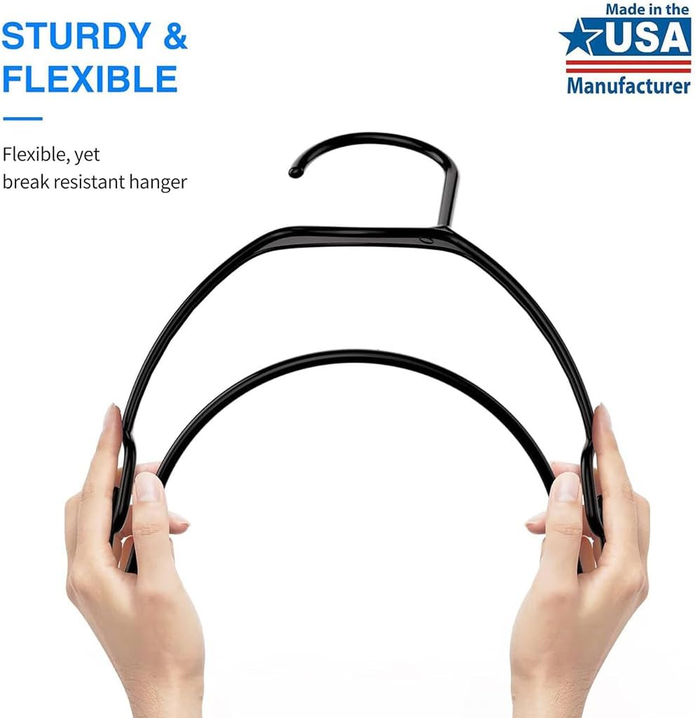 Idopick Plastic Clothes Hangers, 60 Pack Non-Slip Suit Clothes Hangers Space Saving for Coats, Shirt Dress, Tie, Pants & Closet Organizer,Black (Black) - White image number 5