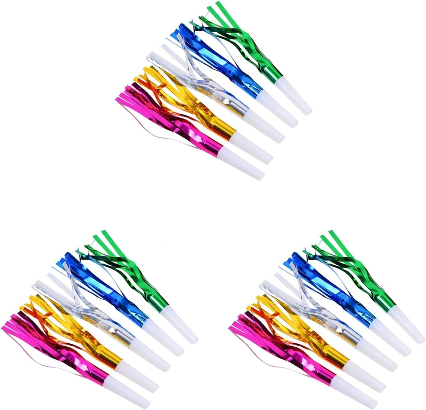 Vaguelly 72 Pcs Glitter Noisemakers, Metal Tassel Music Birthday Blowers, Horn Whistles Party Favors Blow Out, Kids New Year'S Eve Noisemakers
