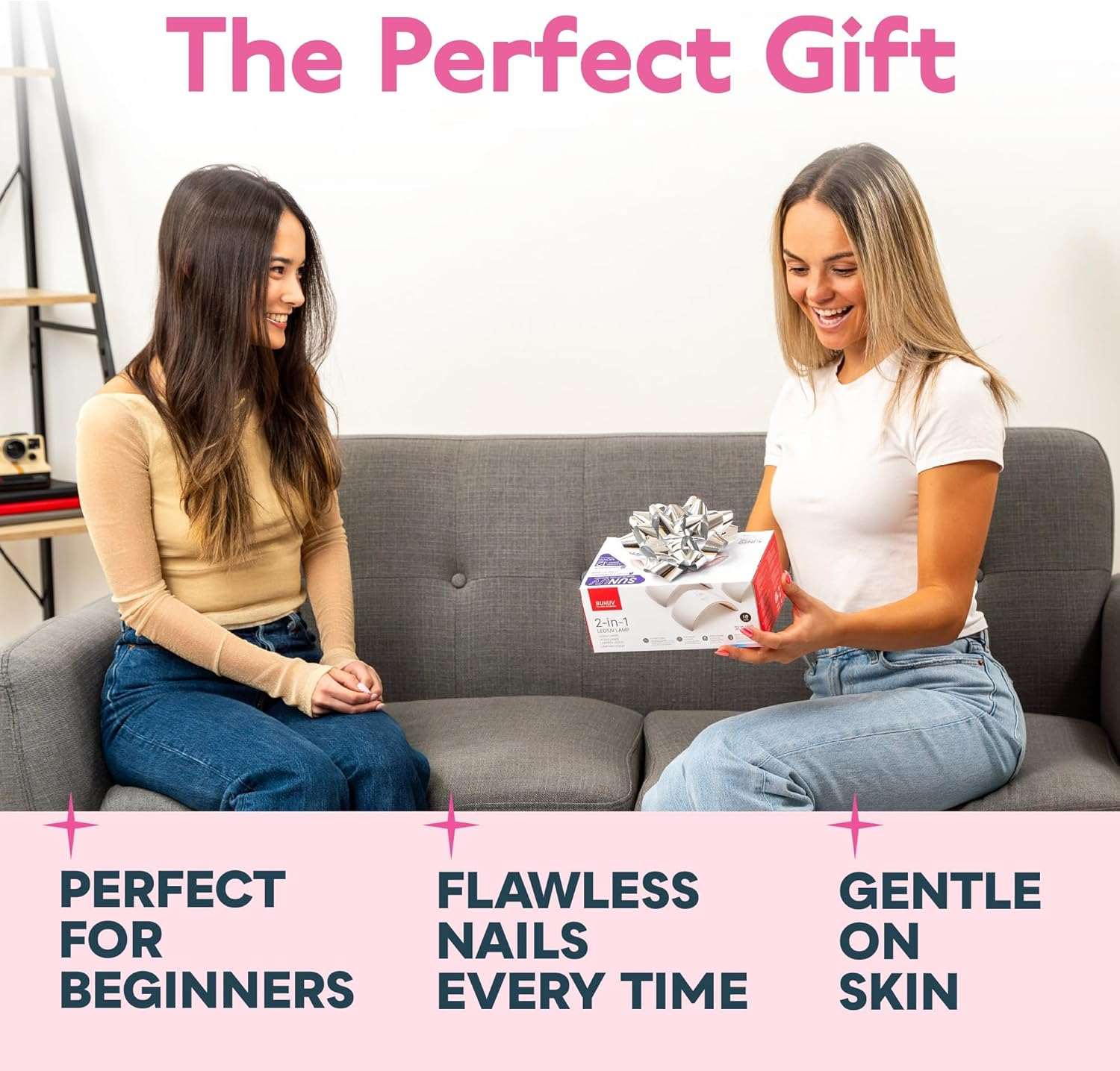 UV LED Nail Lamp - Nail Dryer for Gel Nail Polish UV Light for Nails with Sensor 2 Timers Pink for Women Girls image number 3