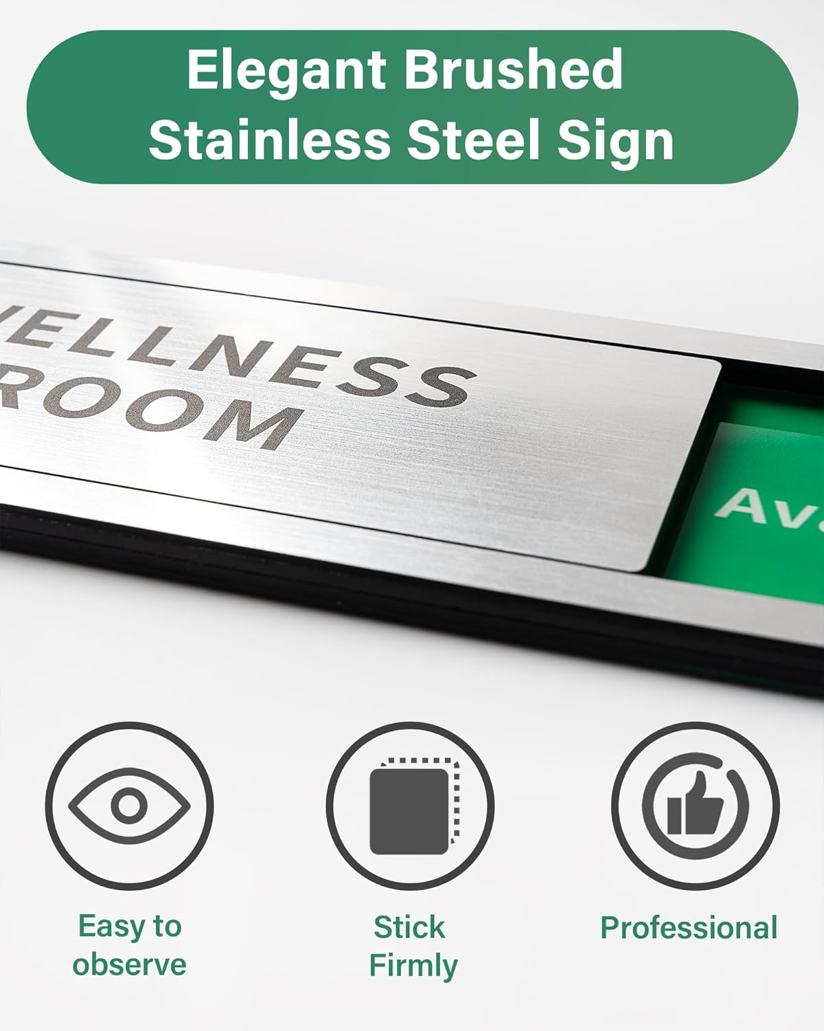 Meeting Room Sliding Door Signs Do Not Disturb, in Use/Available Slider Sign for Home Office Conference Vacant Occupied Privacy Slide Door Sign，Brushed Silver image number 2