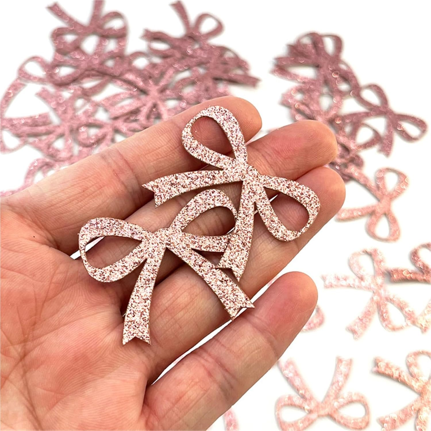 Glitter Pink Bow Party Confetti Double-Sided Sprinkles Suitable for Parties, Birthday Decorations, Weddings image number 1
