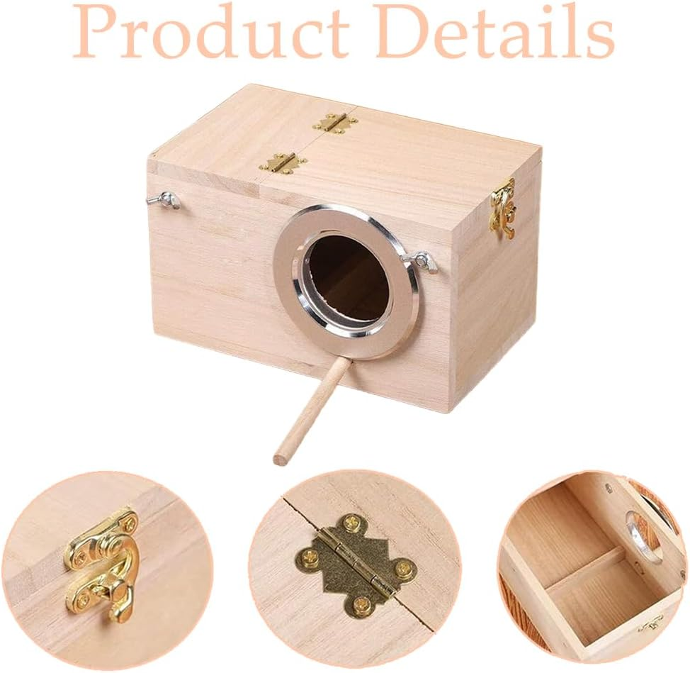 Wooden Parakeet Nesting Box, Bird Breeding Box, Birdhouse, Bird Cage for Finches, Cockatiels, Budgies, Conures, and Other Parrots (24.5 * 13 * 13 Cm) image number 6