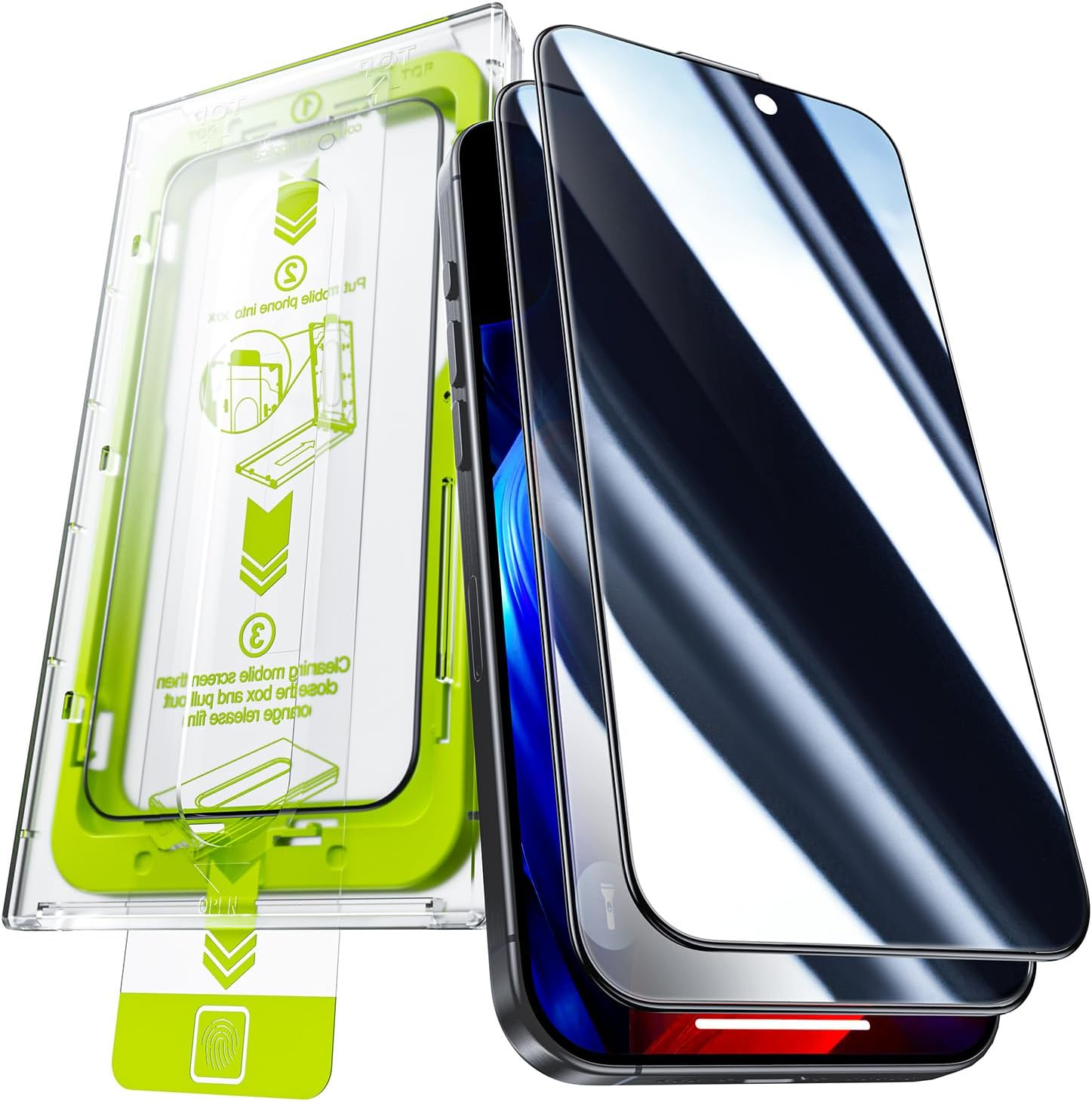 WSKEN for Iphone 16 Pro Privacy Screen Protector - [28&deg;Anti Spy][Auto-Dust Removal]Anti Glare Full Coverage 9H Hardness Tempered Glass Easy Installation,Bubble Free,Anti Fingerprint,Anti Scratch image number 1