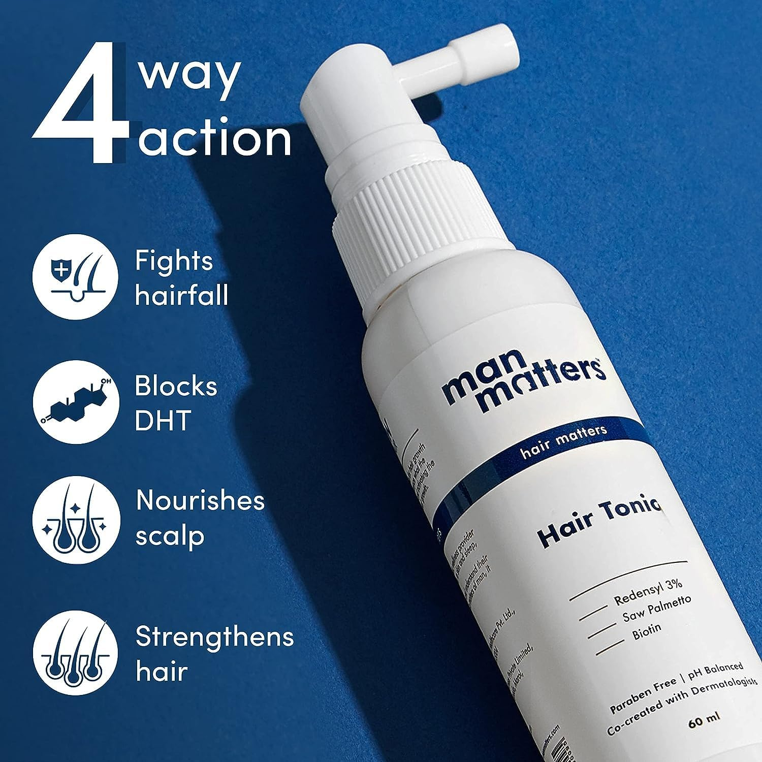 Green Velly Man Matterrs Hair Tonic 60Ml and anti Hair Fall Shampoo 200Ml | DHT Blocker | Prevents Hair Fall & Strengthens Hair | Paraben & SLS Free image number 2