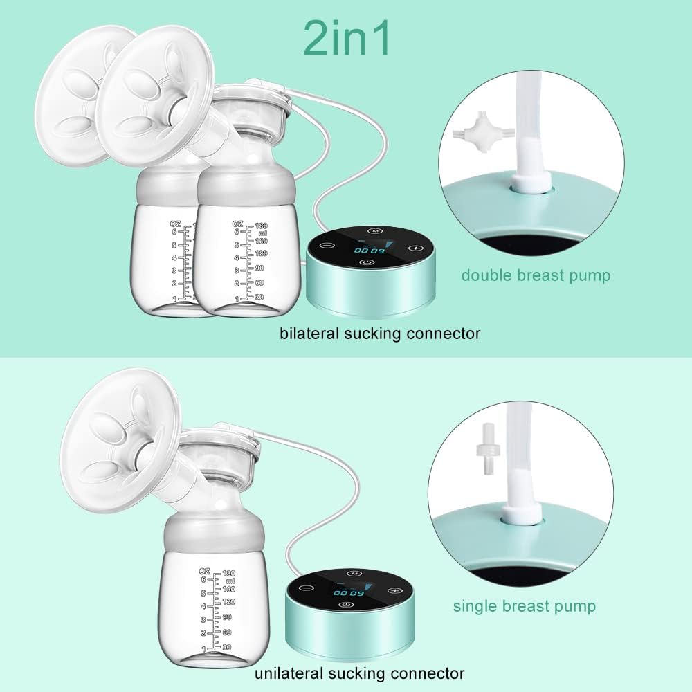 MUOCOBU Electric Breast Pump, Breast Pump Electric Breastfeeding Pump 3 Modes 10 Levels Dual Rechargeable Nursing Double Breast Milk Pump Massage with Touchscreen LED image number 5