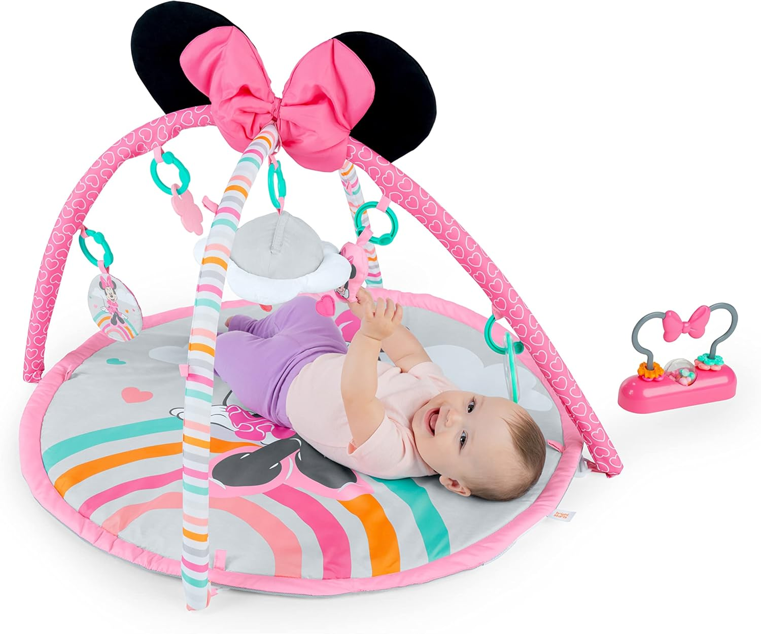 Bright Starts Disney Baby Minnie Mouse Forever Besties Activity Gym with Music and Lights, Pink, Newborn+