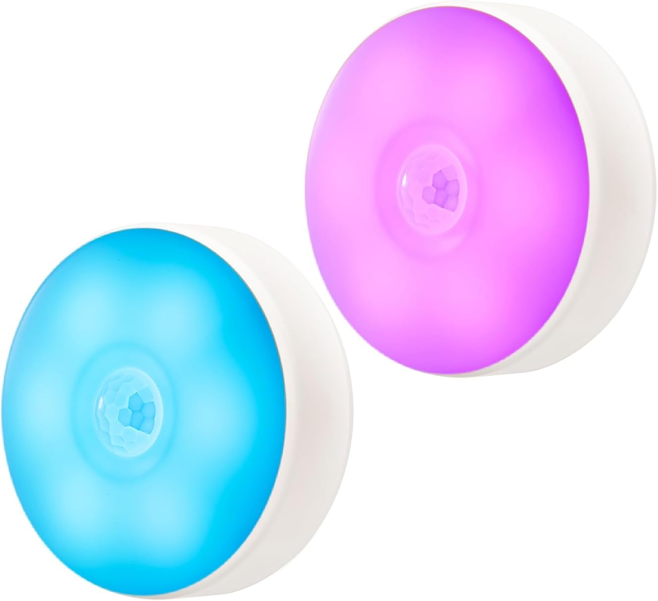 Singhong Motion Sensor Night Light, Rechargeable, 8 Colors, Perfect for Bedroom, Hallway, Cabinet, Closet, Stairs, Bathroom, Magnetic Stick Anywhere (2 Pack White)