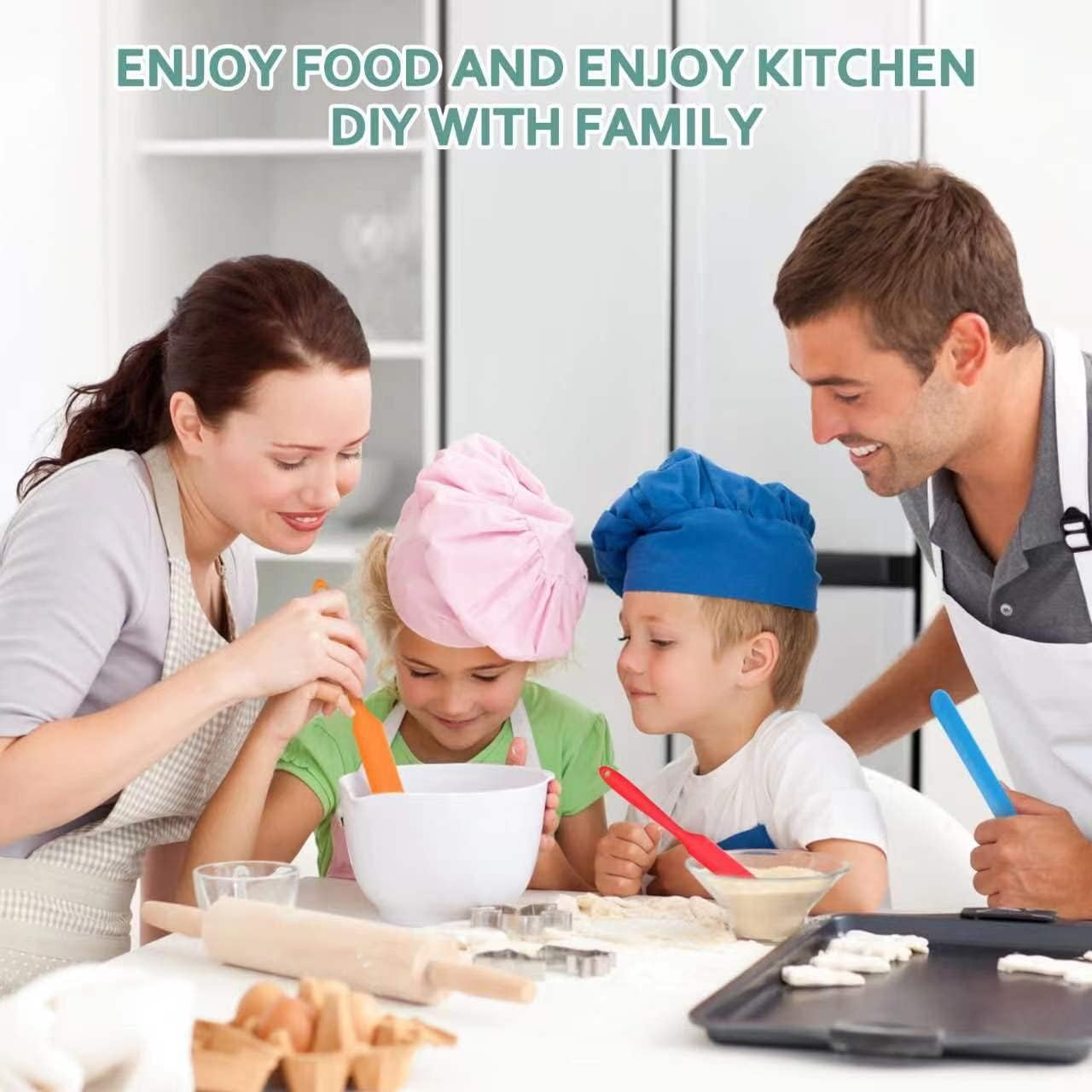 5Pcs Silicone Jar Spatulas - Cake Cream Spatulas Set, 9.8 Inch Non-Stick Heat Resistant Mixing Butter Spatulas Baking Scrapers for Jars Blenders Cooking Stirring (5 Color) image number 1