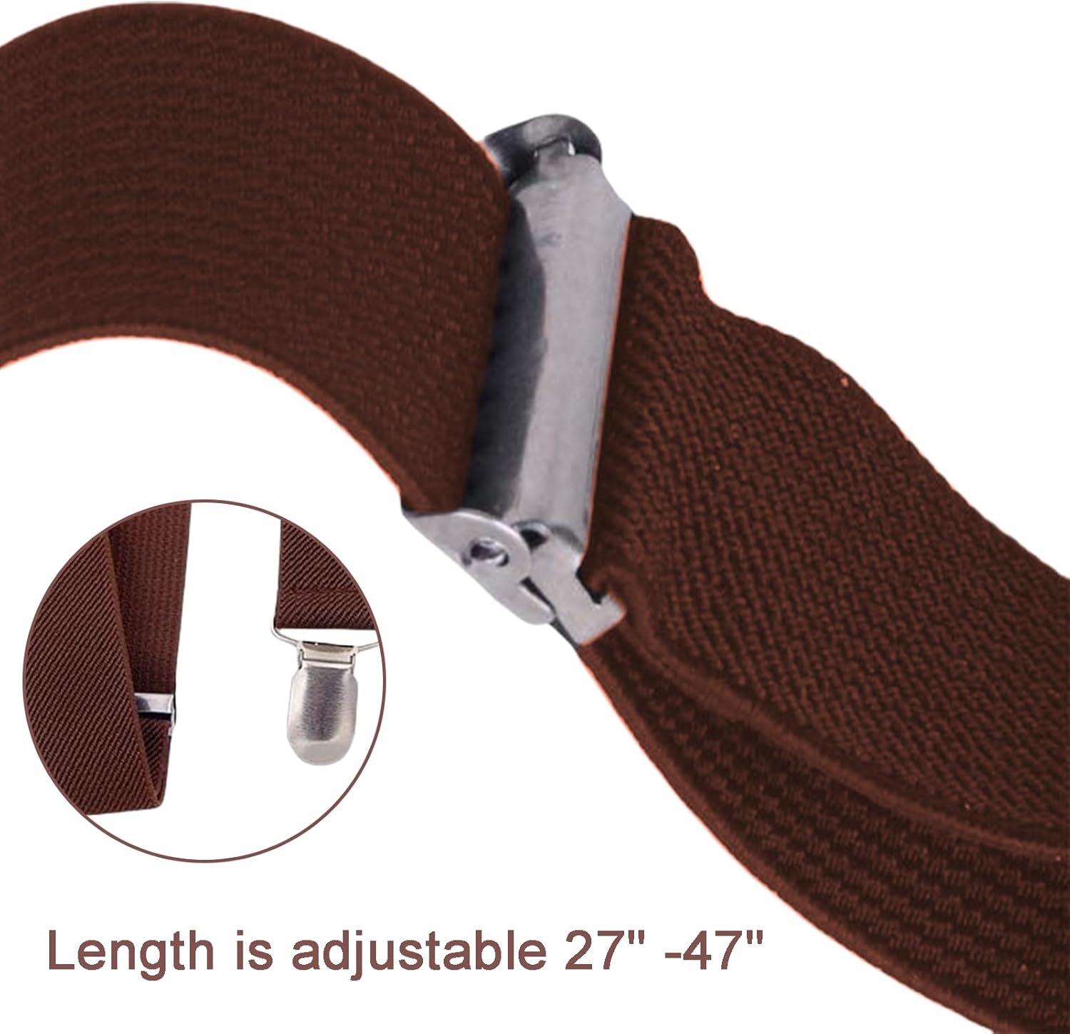 Rylaxzon Suspenders, Men'S 1 Inch Solid Straight Clip Braces, Y Back Suspenders Men - Adjustable Size Elastic Men'S Braces Wide Suspender Brace image number 3