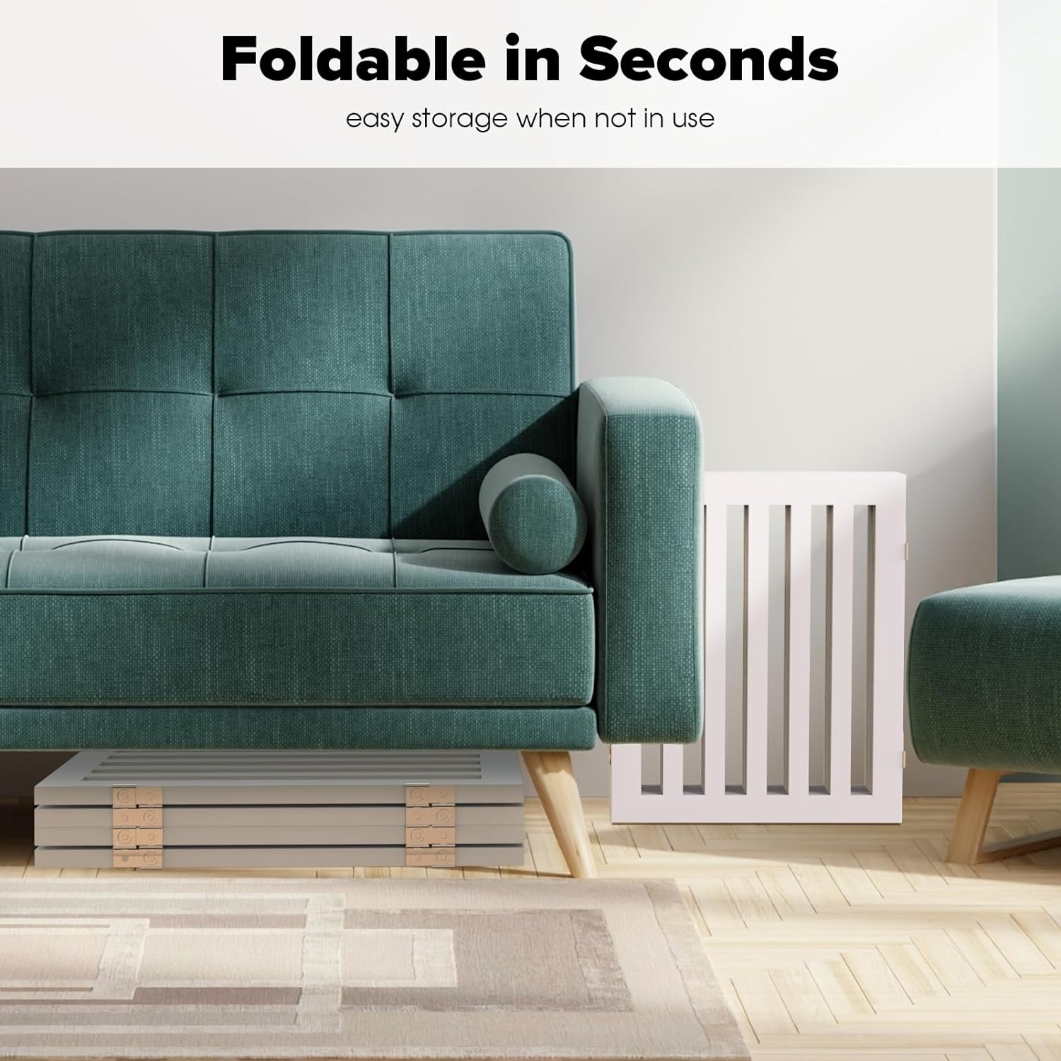 Advwin Wooden Pet Gate,4-Panel Dog Fence Freestanding Pet Barrier Safety Gate,Foldable Dog Gate Doorway for Indoor Outdoor 203X91Cm image number 1