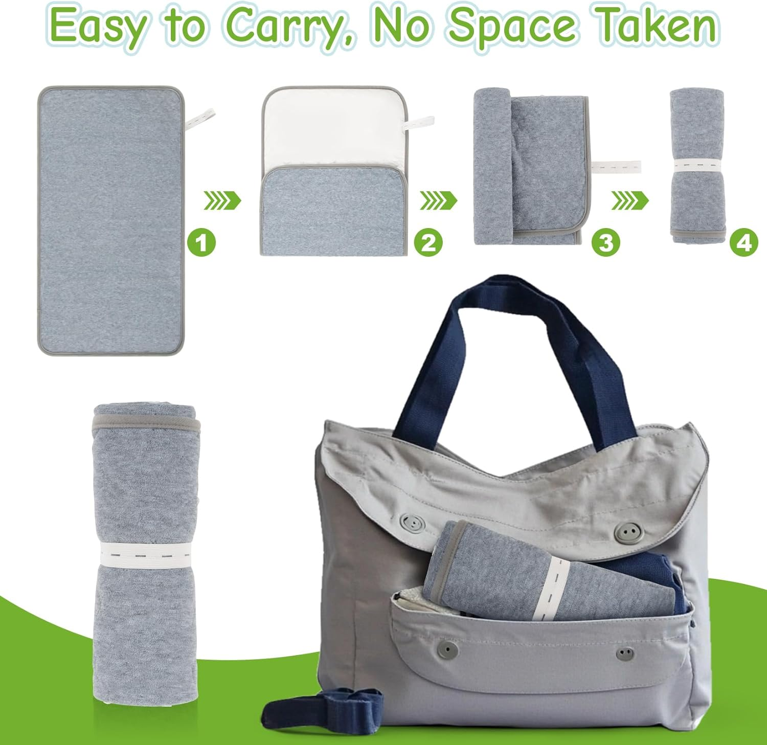 Diaper Changing Pad Liner - 2 Packs 14.5"&times;26.5" Travel Waterproof Changing Mat Washable,Reusable Washable Liners for Dogs,Diaper Changing Pad for Adults,Table Pad Rectangle Grey image number 1