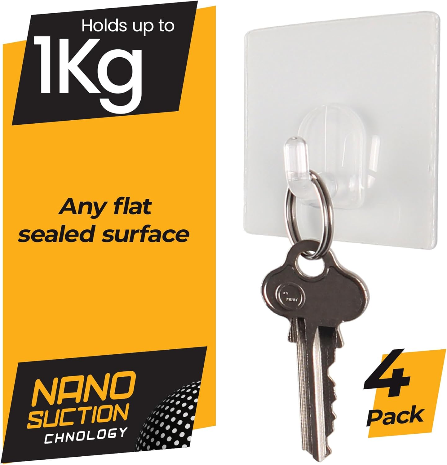 I-Hook Mini (4 Pack) &ndash; Nano Suction Technology, Reusable & Relocatable, Holds up to 2Kg, Heat & Water Resistant, Easy Installation, Ideal for Keys, Kitchen Utensils, and Small Items &ndash; 4.7 X 4.7 Cm image number 2