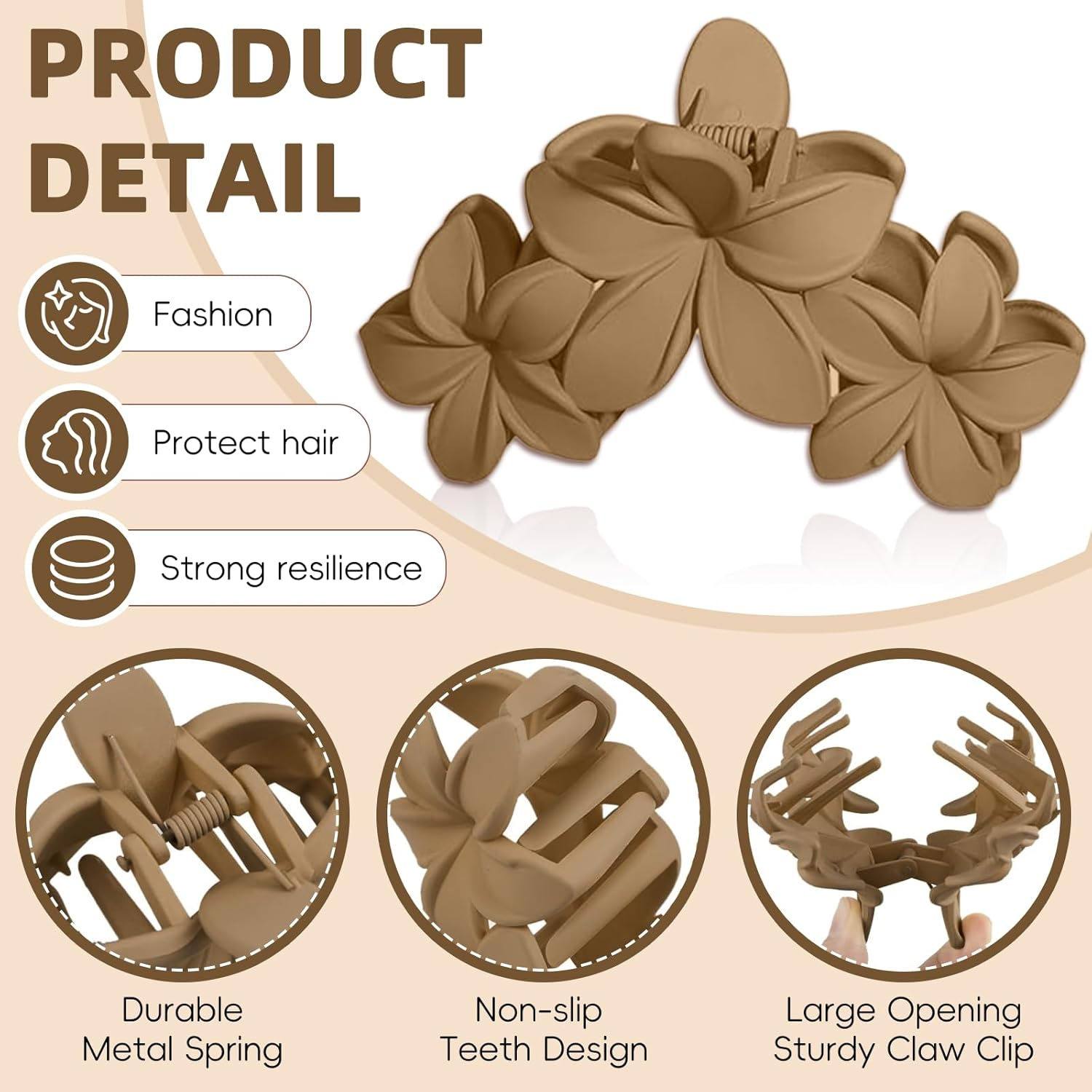 Flower Hair Clips for Women, 4 Pack Flower Hair Claw Set, Non-Slip Flower Hair Claws, Strong Hold Girls Hair Clip for Medium Thick Hair, Eggplant Flower Hair Accessories for Straight/Curly/Wavy Hair image number 1